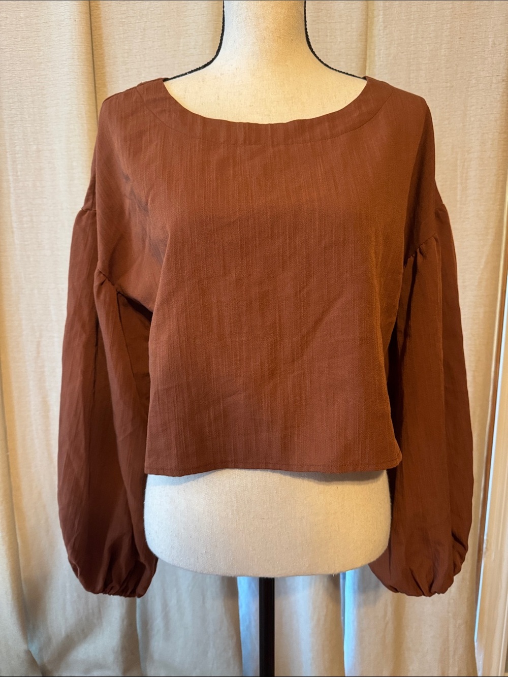 Blu Pepper- Brown Long-Sleeve Balloon Top